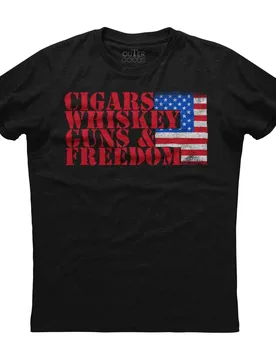 Cigars Whiskey Guns & Freedom. Funny Graphic Phrase T-Shirt. Summer Cotton O-Neck Short Sleeve Mens T Shirt New S-3XL - Aliexpress - FashionsVida