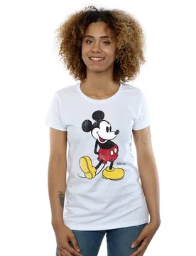 Women's Mickey Mouse Classic Kick Cotton T-Shirt in White Size: XL - White - Size: XL - Disney - FashionsVida