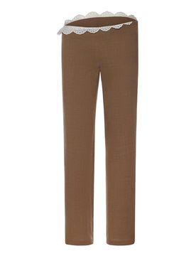 Pantaloni In Lana Con Cintura In Pizzo