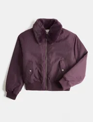 Stormwear™ Faux Fur Collared Bomber Jacket (6-16 Yrs) Blackberry female