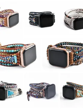 Natural Stone iWatch Band Vegan Beaded Strap Smartwatch Bracelet For Iwatch Series 1-8 Accessories Dropshipping - Aliexpress - FashionsVida