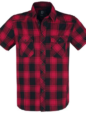 Kurzarmhemd - Checkshirt halfsleeve - S bis 7XL - für Männer - Größe M - schwarz/rot - Männer - male