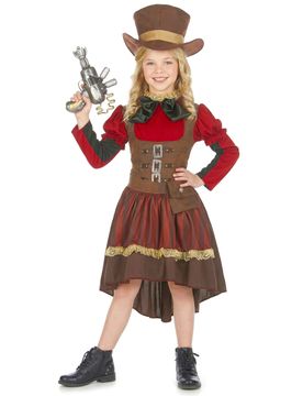Schickes Steampunk-Kostüm für Mädchen Halloweenkostüm braun-rot - female