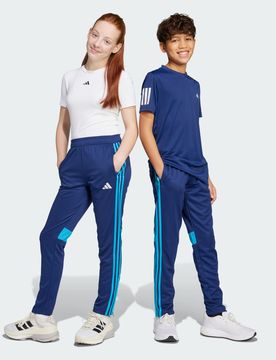 Pantaloni da allenamento Tiro 25 Essentials Junior 11-12A Dark Blue / Shock Cyan / White