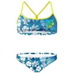 Swim Bike Run Flower Bikini Blue / White S Women