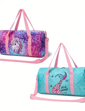 Bolsa de viaje tipo duffel con diseño de sirena y unicornio, bolsa de noche, bolsa de fin de semana, bolsa para pijamada, bolsa de gimnasio, bolsa de - Shein - FashionsVida