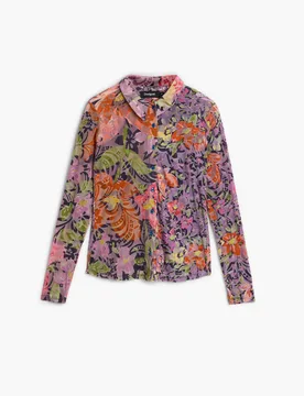 Chemise dévoré fleurs RED M female - Desigual - FashionsVida