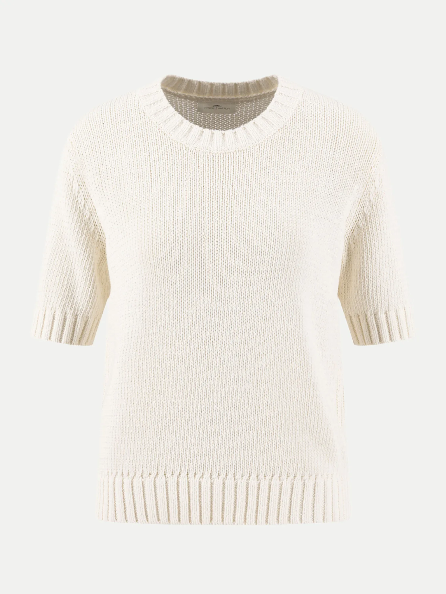 SHORTSLEEVE KNIT TAPE YARN SOLID Weiß L - Fynch-Hatton - FashionsVida