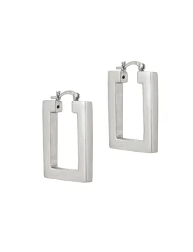 Womens Sterling Silver Rectangle Creoles - One Size - Seol+Gold - FashionsVida