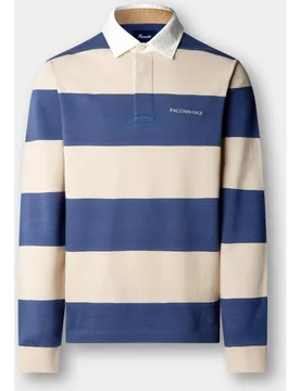 Polo de rugby de manga larga a rayas en jersey de algodón - FACONNABLE - FashionsVida