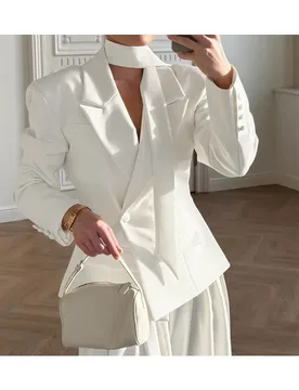 Fall/Winter New Premium Streamer Waist Blazer Feminine Commuter Jacket Short Suit - Aliexpress - FashionsVida