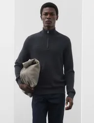 Performance Checked Texture Half Zip Jumper Dark Navy male