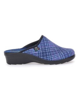 Pantofole blu a quadri con zeppa comfort 90L70T37NP 37