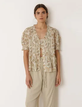 Indi & Cold - Camisa de mujer escote pico manga corta - Indi & Cold - FashionsVida