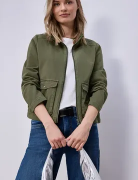Washed-Look Jacke female Grün
