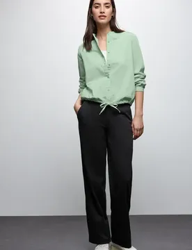 Cordbluse mit Tunnelzug female Grün