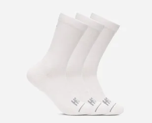 Crew Run Sock 3-Pack in White/White/White, Size Medium