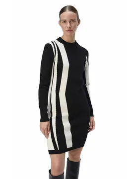Robe à Manches Longues Ray Black / Pattern Sandshell Vertical Stripes XS - Object - FashionsVida