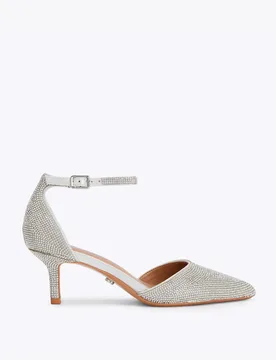 Sparkle Ankle Strap Stiletto Heel Court Shoes Silver female - Carvela - FashionsVida