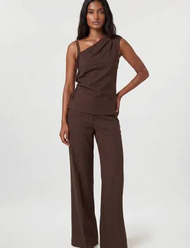 Women's Modal Trouser Co Ord in Chocolate Size: 14 - Chocolate - Size: 14 - Karen millen - FashionsVida