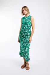 Tansley Printed Sleeveless Midi Dress - Green - Size: 14