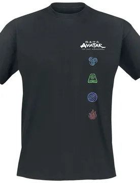 Anime T-Shirt - Symbole - M bis XXL - für Männer - Größe XXL - schwarz - Lizenzierter Fanartikel - Männer - male - Avatar - Der Herr der Elemente - FashionsVida