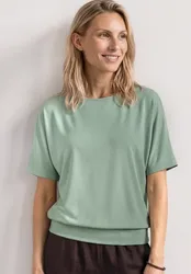 Basic Shirt mit Boat Neck und Elastikbund female Grün
