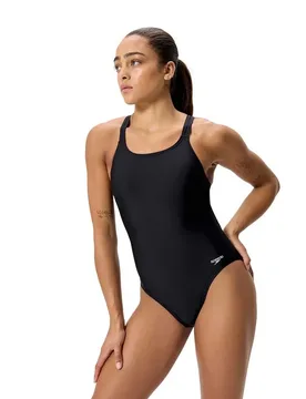 Female Solid Endurasoft Leaderback Swimsuit Team Black UK 32 Women - Speedo - FashionsVida