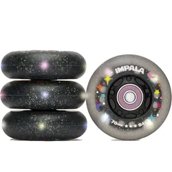 Roues De Patins Light Up Inline 4 Unités Black Twinkle 70 mm/84A unisex