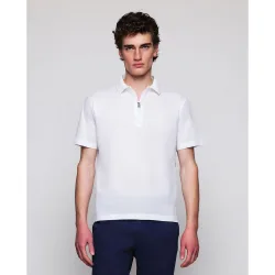 Polo de hombre manga corta con cremallera sin bolsillo