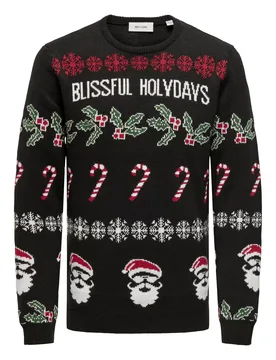 ONSXMAS REG 5 ALLOVER CREW KNIT male - XL - FashionsVida