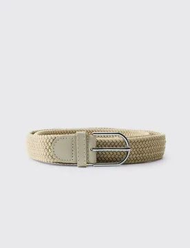 Men's Textured Woven Belt Ecru Ecru One Size - boohooMAN - FashionsVida