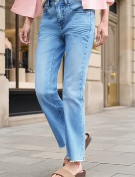 Street One Mid Waist Flared Leg Jeans im Slim Fit female Blau