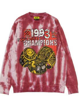 Felpa Leggera Girocollo Uomo Smiley Champions 3 Rings Tie Dye Red