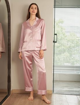 Pyjama en Soie Charmeuse Contrasté XXL