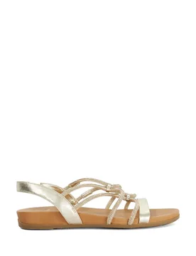 Leather Metallic Flat Gladiator Sandals Gold female - Dune london - FashionsVida
