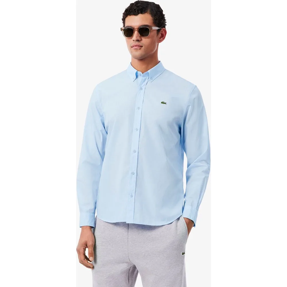 Camisa de hombre de corte regular de popelín elástico - Lacoste - FashionsVida