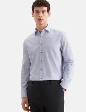 Comfort Business Hemd Druck Blau 52 - Seidensticker - FashionsVida