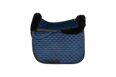 Schabracke FS26 Samt, Lammfell, Dressur Gr.L, blau/schwarz