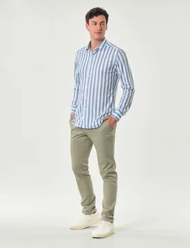 Pantalone chino Levanto salvia in twill di cotone e lyocell stretch - Powell - FashionsVida