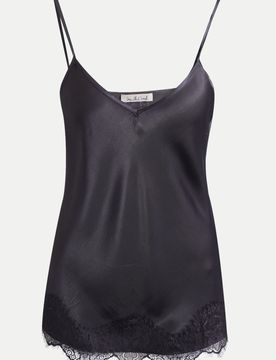 Top mit Spitzendetails Schwarz S