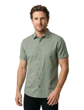 Chemise à Manches Courtes Summer Linen New Sage S