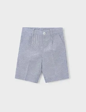 Bermuda in misto cotone e lino a righe bianche e azzurre - Mayoral - FashionsVida