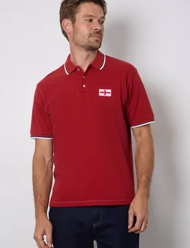 Men's Red England Chest Badge Polo Shirt Size: Medium - Red - Size: M - Burton - FashionsVida