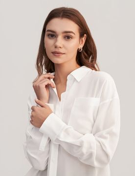 Chemise Soie Épaules Tombantes, Ourlet Incurvé 100% Soie De Mûrier Respirant Super Léger Chemises XL