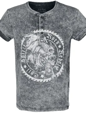 Rock T-Shirt - T-Shirt in Vintage Optik und Knopfleiste - S bis 5XL - für Männer - Größe XL - schwarz - Männer - male - Rock Rebel by EMP - FashionsVida