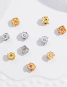 Antique-Style Floral Clover Bead S925 Sterling Silver with Multi-Color CZ Intricate Spacer for DIY Charm Bracelet - Aliexpress - FashionsVida