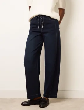 Stitch Barrel Leg Jeans - S / INDIGO - female - Blue Vanilla - FashionsVida