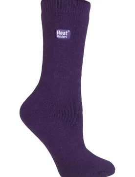 Womens Lite - Ladies Thin Winter Thermal Socks In Plain Colours - Purple Nylon - Size Uk 4-8 - Heat Holders - FashionsVida