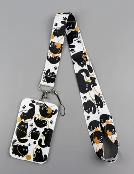 Cute Black Cat Credential Holder Cartoon Animals Lanyards for Keys Neck Strap ID Card Gym Phone Straps DIY Hang Rope Lariat - Aliexpress - FashionsVida